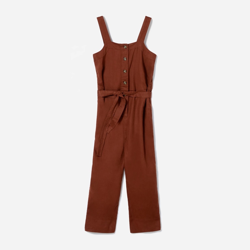 Everlane Brown Linen Picnic Jumpsuit in Rosewood // Size 6